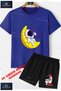 Children's Unisex “Astronaut Reaching for the Yellow Moon“ Custom Printed Crew Neck T-Shirt - Shorts Set
