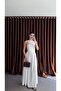 Linen White Dress with Shoulder Detail