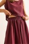 Women's Burgundy Top Blouse Bottom Pocket Skirt Soft Textured Suit Tkm-19000414 - 6