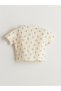Beige Ruffled Floral Baby Girl Blouse and Pants 2-Piece Set - 3