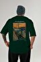 Edvard Munch Scream Back Printed Green Oversize T-Shirt Men Women Crew Neck Cotton T-Shirt