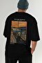 Edvard Munch Scream Back Printed Black Oversize T-Shirt Men Women Crew Neck Cotton T-Shirt - 7