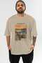 Edvard Munch Scream Front Printed Beige Oversize T-Shirt Men Women Crew Neck Cotton T-Shirt