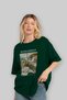 Michelangelo Front Printed Green Oversized T-Shirt Men Women Crew Neck Cotton Tshirt - 4