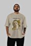 Sandro Botticelli Front Printed Beige Oversize T-Shirt Men Women Crew Neck Cotton t Shirt - 5