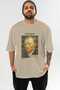 Van Gogh Self Portrait Front Printed Beige Oversize T-Shirt Men Women Crew Neck Cotton T-Shirt