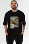 Michelangelo Front Printed Black Oversized T-Shirt Men Women Crew Neck Cotton Tshirt
