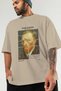 Van Gogh Self Portrait Front Printed Beige Oversize T-Shirt Men Women Crew Neck Cotton T-Shirt - 3