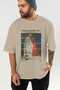 Osman Hamdi Bey Front Printed Beige Oversize T-Shirt Men Women Crew Neck Cotton T-Shirt - 6
