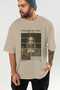 Salvador Mundi Front Printed Beige Oversize T-Shirt Men Women Crew Neck Cotton T-Shirt - 6