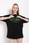 Women's Black Happiness Printed Oversize Tshirt - 2