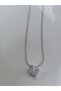 Curved Stainless Steel Stylish and Stylish Zircon Stone m Letter Necklace 1.2 cm - 2
