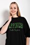 Women's Black Happiness Printed Oversize Tshirt - 3