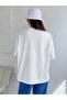 Women's White Blooming Printed Oversize Crew Neck Tshirt - 2