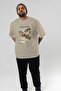 Michelangelo Front Printed Beige Oversize T-Shirt Men Women Crew Neck Cotton Tshirt - 7