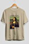 Leonardo Da Vinci Mona Lisa Front Printed Beige Oversize T-Shirt Men Women Crew Neck Cotton t Shirt - 2