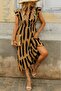 Women's Short Sleeve Double Breasted Collar Ruffle Single Jersey Dress - 3
