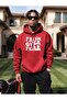 Faith over All Printed Hooded Pocket Cotton Red Sweatshirt