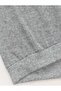 Five-Piece Upright Heart Printed Hooded Pocket Gray Sweatshirt with Wool Inside - 3