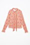 Orange-Ecru-Collar Tie Detail Crepe Blouse - 7