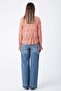 Orange-Ecru-Collar Tie Detail Crepe Blouse - 4