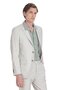 Beige Slim Fit Mono Collar Linen Suit - 4