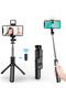 Black Color Lighted Bluetooth Controlled Vertical and Horizontal Shooting Selfie Stick with Tripod Selfie Stick