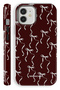 iPhone 12 Double Layer Armor Protection Burgundy Bow Shiny Premium Protect Phone Case