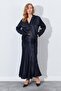 Women's Black Satin Long Skirt - 3