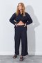 Women's Black Wide Double Pipe Leg Trousers - 3