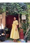 Yellow Big Bow Square Neck Poplin Flared Dress - 6
