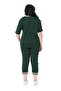 Women's Emerald V-Neck Stripe Detailed Short Sleeve Elastic Waist Capri Double Suit - 4