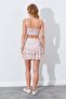 Women's Pink Floral Patterned Cropped Skirt Suit - 7
