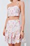 Women's Pink Floral Patterned Cropped Skirt Suit - 6