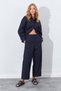 Women's Black Wide Double Pipe Leg Trousers