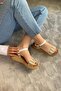 Women's Eftal White Straw Detail Thick Cork Sole Orthopedic Sandals K-230