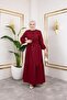 Women's Tested Long Bordo Burumuzk Dress