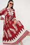 Women's Patterned Hijab Dress G.Claret Red 1010 - 2