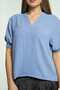 Solid Short Sleeve Blouse with Cuffs