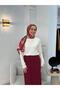 Zipper Detailed Pleated Skirt Burgundy 38921 - 5