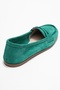 F02 Emerald Green Suede Genuine Leather Women's Loafer Shoes - 5
