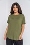 Solid Round Neck Short Sleeve Blouse