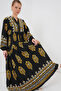 Women's Patterned Hijab Dress Black 1010 - 2