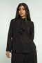 Solid Long Sleeve Blouse with Neck Tie