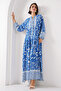 Women's Patterned Hijab Dress Indigo 1010 - 2