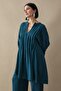 Ribbed Sleeve Drawstring Petrol Green Ayrobin Suit - 4