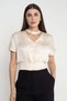 Solid Front Button Blouse with Short Sleeves