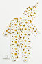 Bee Patterned Buttoned Hat Ribbed Baby Jumpsuit 100% Cotton Long Sleeve Newborn Jumpsuit with Booties - 2