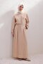 Beige-Baby Collar Linen Skirt Suit