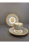 Handmade 4 Piece Porcelain Turkish Coffee Cup Set for 2 People Honey Orange Series - 4